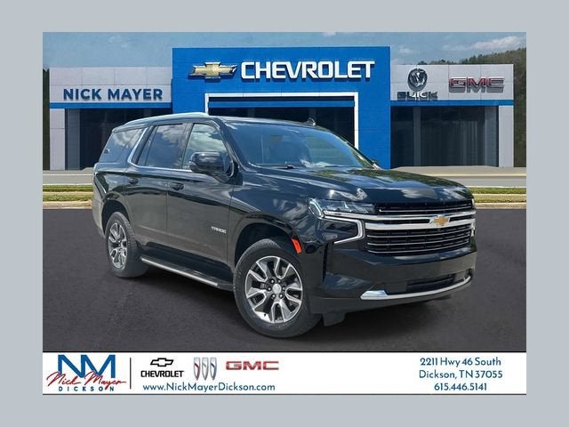 2021 Chevrolet Tahoe LT in Black — front three-quarter view