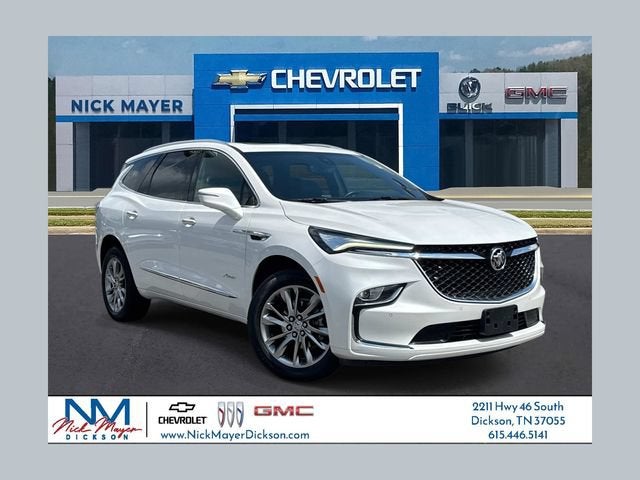 2023 Buick Enclave Avenir in White Frost Tricoat — front three-quarter view