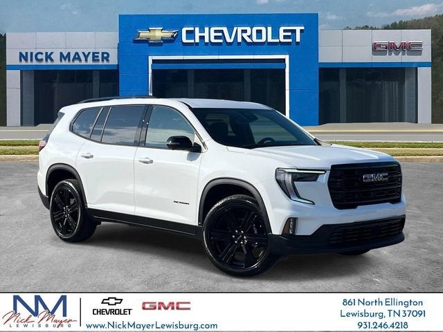 2026 GMC Acadia Elevation in Summit White — front three-quarter view