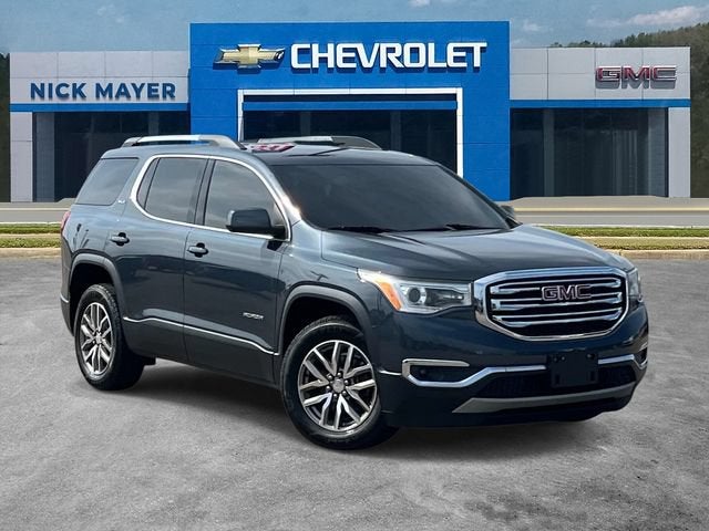 2019 GMC Acadia SLE in Dark Sky Metallic — front three-quarter view