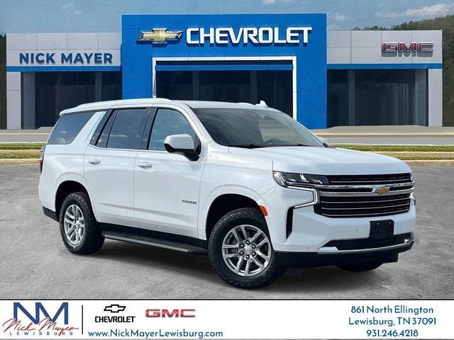 2024 Chevrolet Tahoe LT in Summit White — front three-quarter view