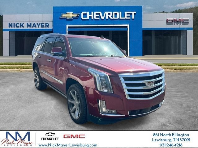 2017 Cadillac Escalade Premium Luxury in Red Passion Tintcoat — front three-quarter view