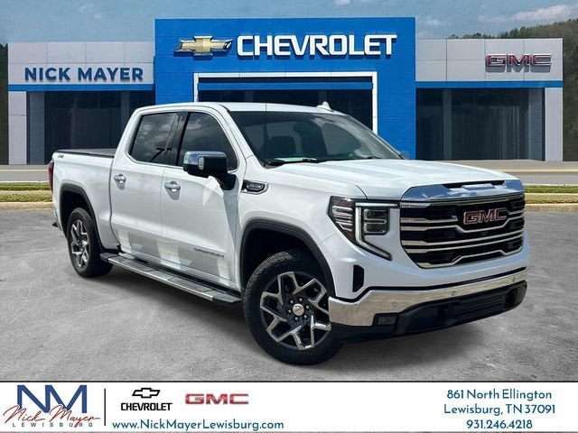 2024 GMC Sierra 1500 SLT in Summit White — front three-quarter view
