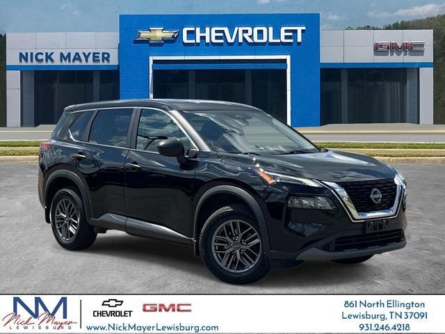 2023 Nissan Rogue S Intelligent AWD in Black — front three-quarter view